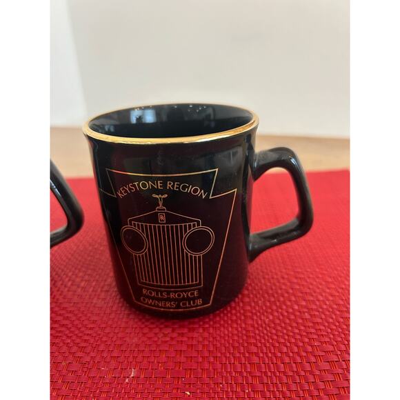 Rolls Royce Black / Gold Mug 'Keystone Region Rolls Royce Owners Club' Set of 2 - Picture 4 of 9
